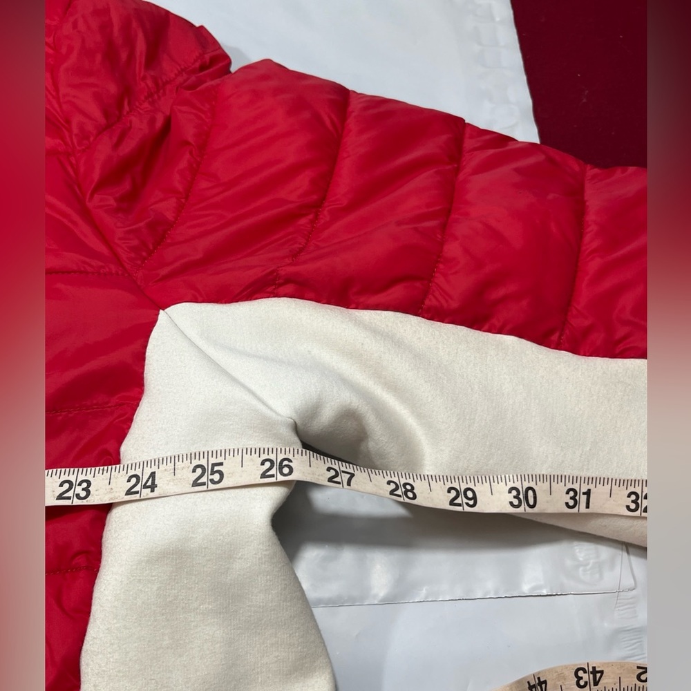 90s TOMMY HILFIGER JACKET Primaloft Red Blue WHITE Quilted Hooded Puffer coat 2X - Picture 7 of 16